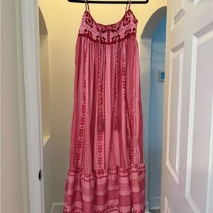 Pink and Red Maxi Dress
